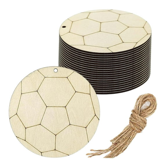 BLESIYA 20 Pieces Football Shaped Wooden Cutouts Toy for Christmas Party Decorations