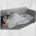 thumbnail image 6 of Beach Soft Flannel Fleece Throw Blanket, Modern Illustration of a Tropical Sand Palm Trees and Hammock Hawaiian Relax, Cozy Plush for Indoor and Outdoor Use, 60" x 80", Blue White, by Ambesonne, 6 of 6