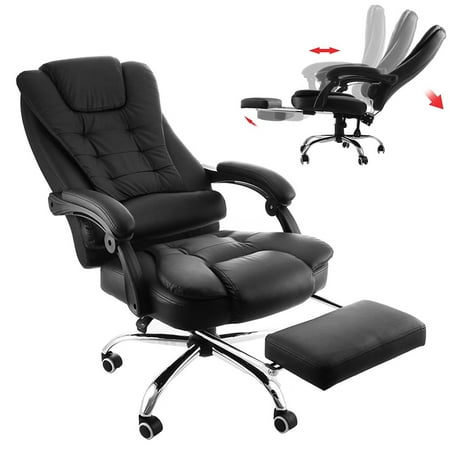 BestEquip Executive Office Chair with Footrest PU Leather High-Back Reclining Office Chair Adjustable Reclining Computer Chair Napping Armchair Managerial Swivel Office Chair with Foot (Best Eames Office Chair Replica)