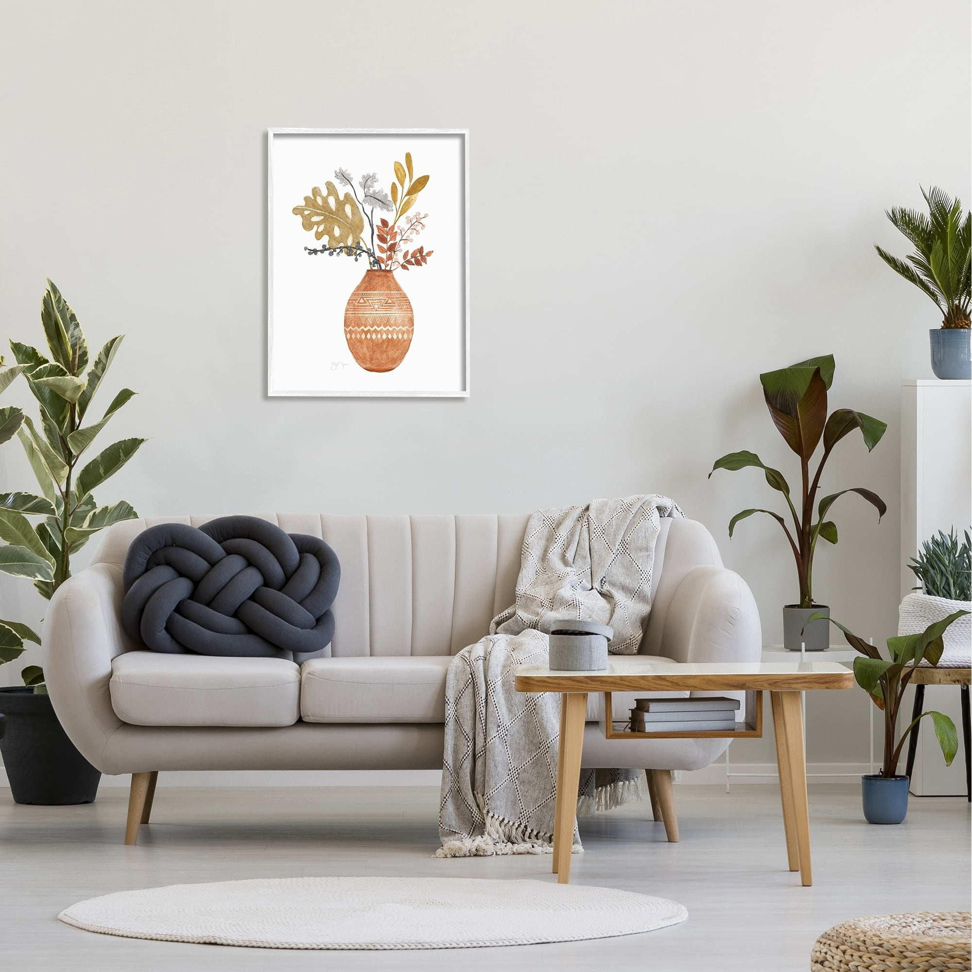 Stupell Industries Botanical Plant Still Life Boho Aztec Patterned Vase,24 x 30, Design by Tava Studios