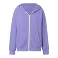 thumbnail image 5 of Inglocry Oversized Zip Up Hoodie for Women Fleece Long Sleeve Hooded Sweatshirts Cute Y2k Jackets 2025 Fall Winter Clothes Purple L, 5 of 5