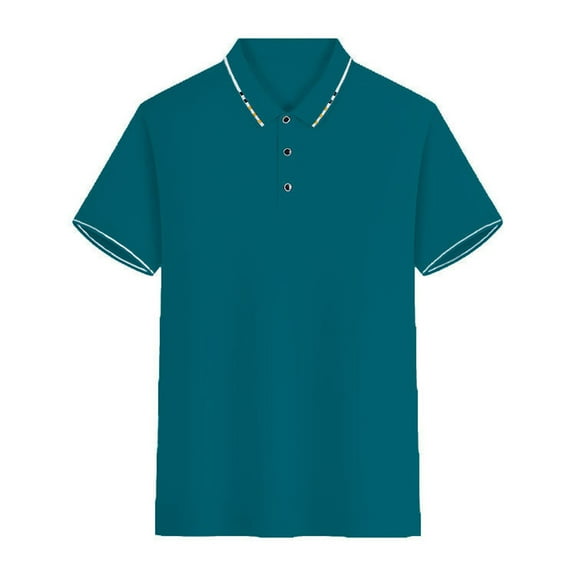 Leesechin Summer Shirts for Men Short Sleeve Fashion Men's Casual Slim Turndown Collar Solid Color Short Sleeve T Shirt Tops Blouse