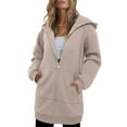 thumbnail image 3 of Yievot Long Hoodies for Women Casual Zip Up Long Sleeve Tunic Sweatshirts Relaxed Fit Fall Jacket Coat with Pocket, 3 of 6