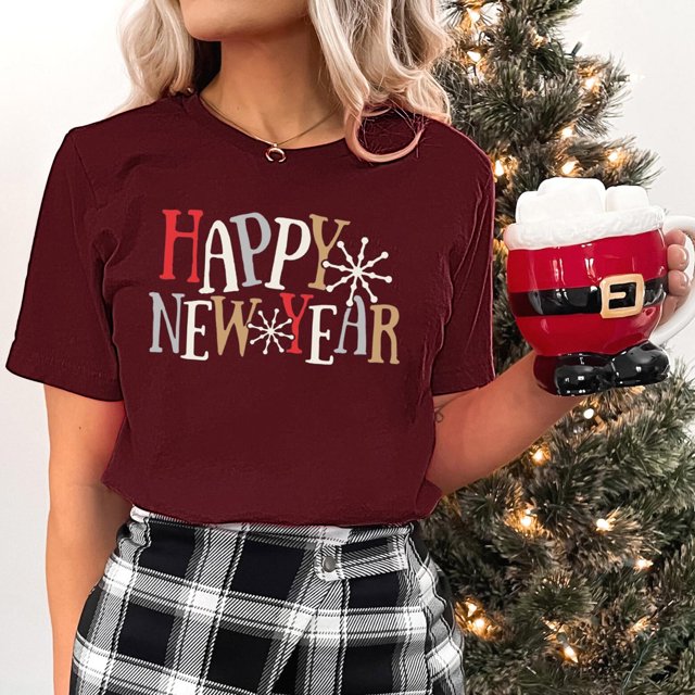 Fankiway T-Shirt Décontracté à Manches Courtes pour Femme avec Imprimé du Nouvel An, Col Rond, Haut à Manches Courtes, Haut/chemise à Manches Courtes à Col Rond, Ensemble de Vêtements pour Femmes, Tenues pour Femmes, Ensemble 2 Pcs