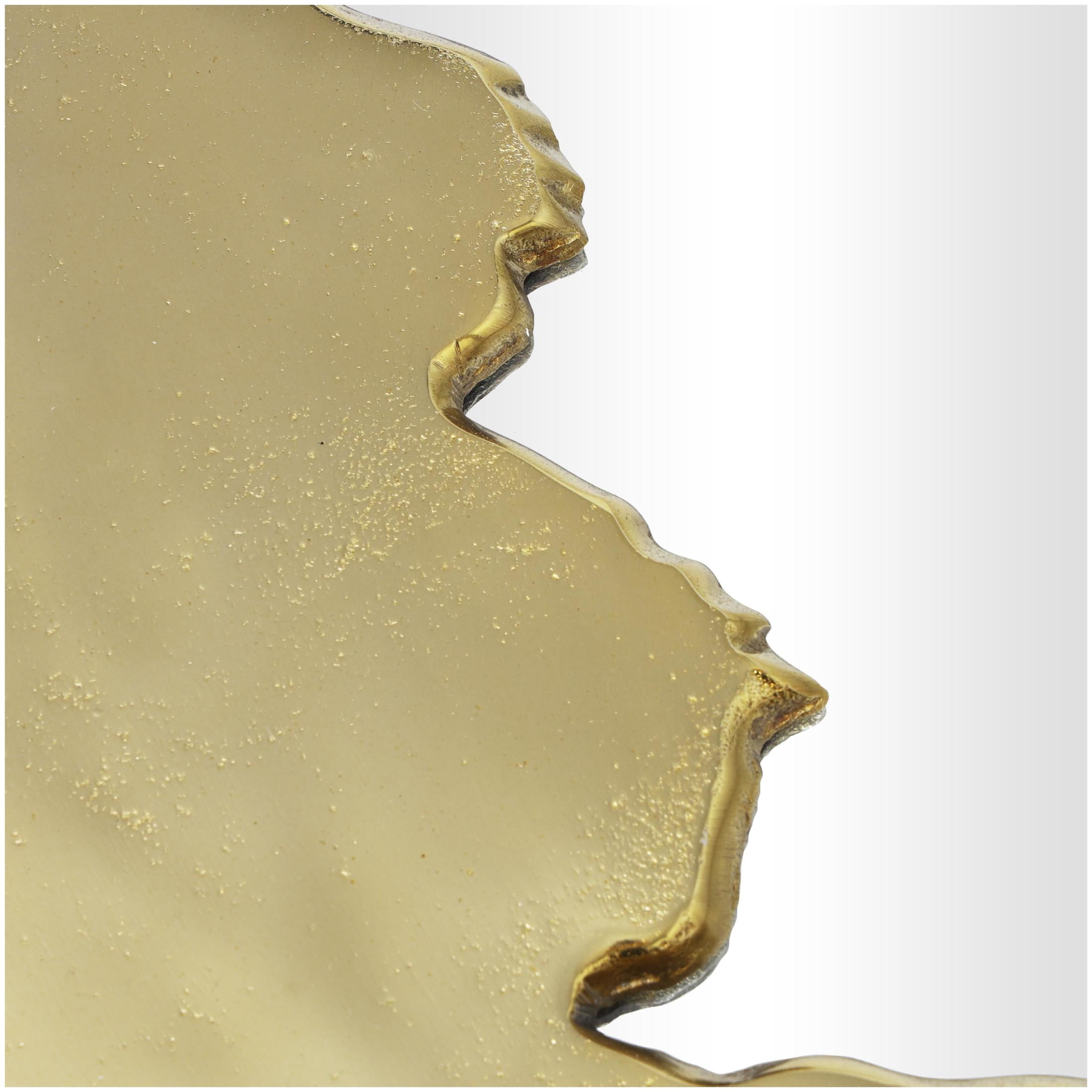 DecMode 36" x 36" Gold Handmade Live Edge Abstract Wall Mirror