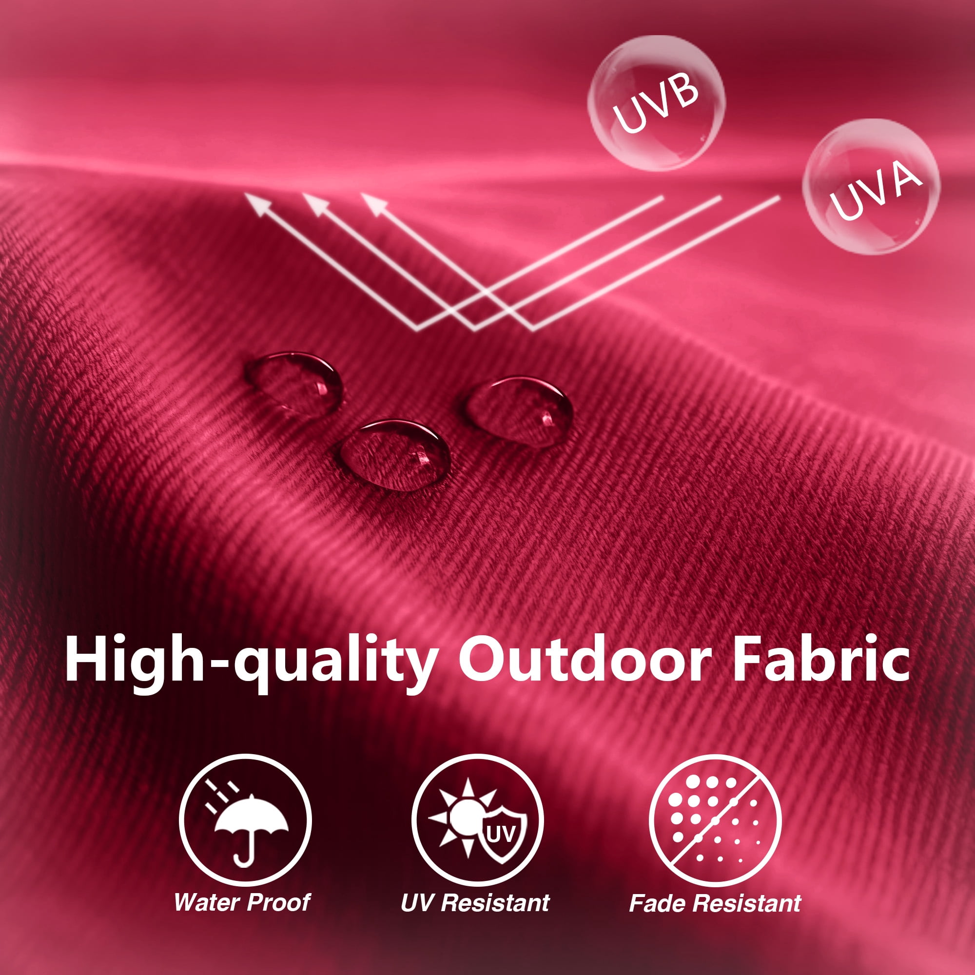 Abble 10x6.5ft Rectangular Patio Umbrella with Crank Handle, Outdoor Market Umbrella with 6 Sturdy Umbrella Ribs, Waterproof, Burgundy