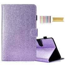Bling Glitter Case for Samsung Galaxy Tab A9 Plus 11 inch 2023 SM-X210/X215/X216/X218, Protective Wallet Card Slot Case with Pencil Holder,Premium PU Leather Folding Kickstand Cover, Purple