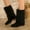Black, variant on Viluyesy Womens Slouchy Boots, Pull-On Wide Calf Chunky Heels Fall Winter Fashion Mid Calf Boots Black US9.5