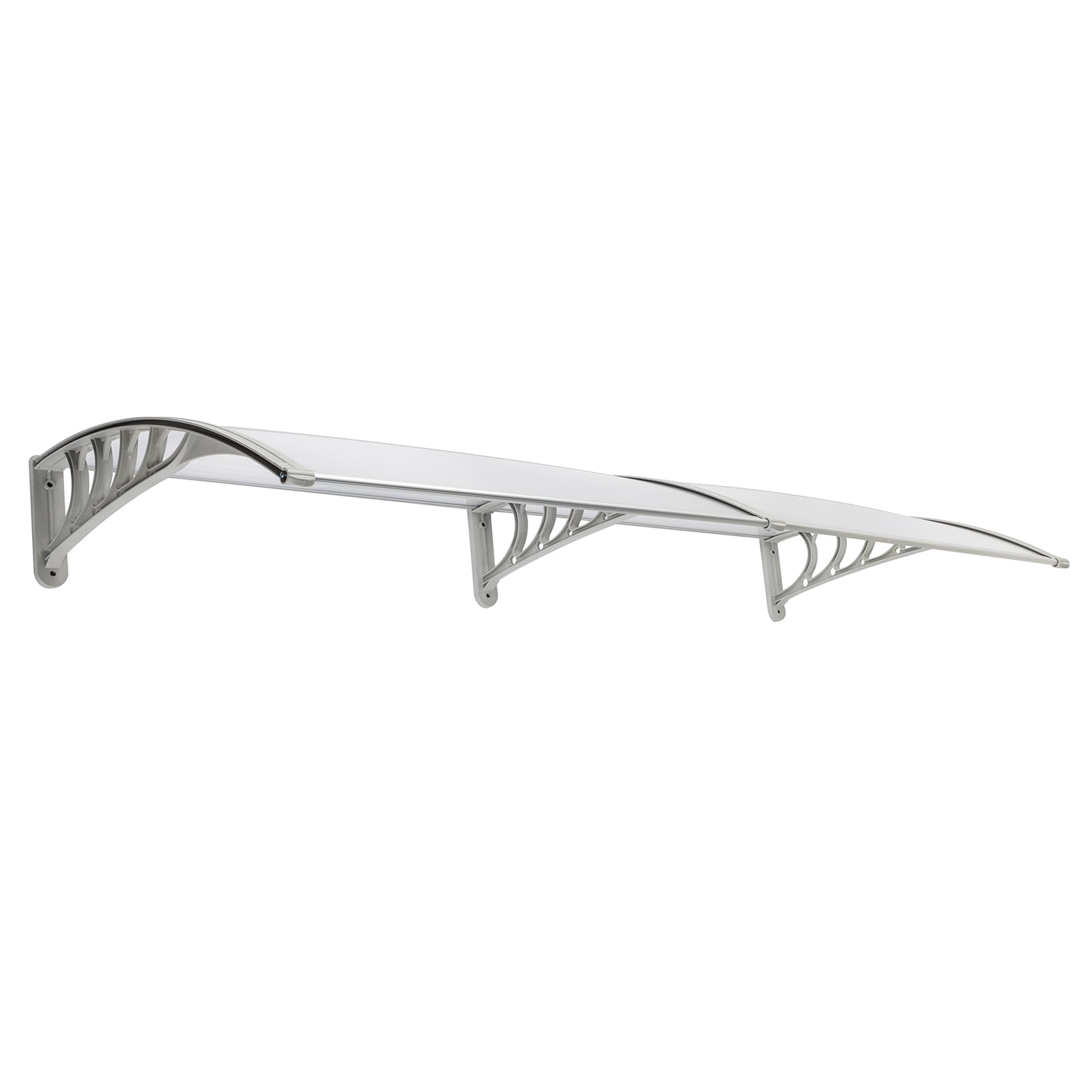 Household Door Window Rain Cover, ABS Polycarbonate Aluminum Bracket Eaves Canopy, Silver Gray Waterproof Sunshade Canopy for Home Decoration