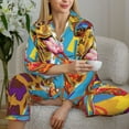 thumbnail image 6 of Picia Colorful Giraffes with Drinks Pattern Women’s Long-Sleeve Sleepwear Set - Soft 2-Piece Loungewear with Pockets, Comfy PJs for Relaxing Nights-Small, 6 of 7