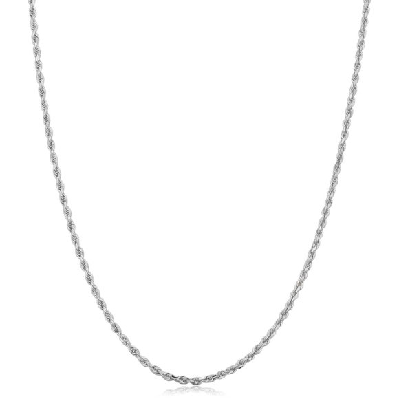 ARGENTO REALE Collier Chaîne en Corde en Argent Sterling Diamant, 1MM 2MM 3MM 4MM 5MM 6MM 7.5MM Chaîne Tressée, Collier en Argent Sterling 925