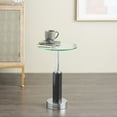 thumbnail image 2 of DecMode 14" x 21" Black Marble Round Accent Table with Silver Metal Rod and Base, 1-Piece, 2 of 9