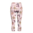 thumbnail image 5 of SCRAWLGOD Butterfly Beige Pink Women's Capri Leggings, Comfy Athletic Yoga Pants Leggings with Pockets, High Waisted Buttery Soft Women's Leggings for Workout, XXL, 5 of 7