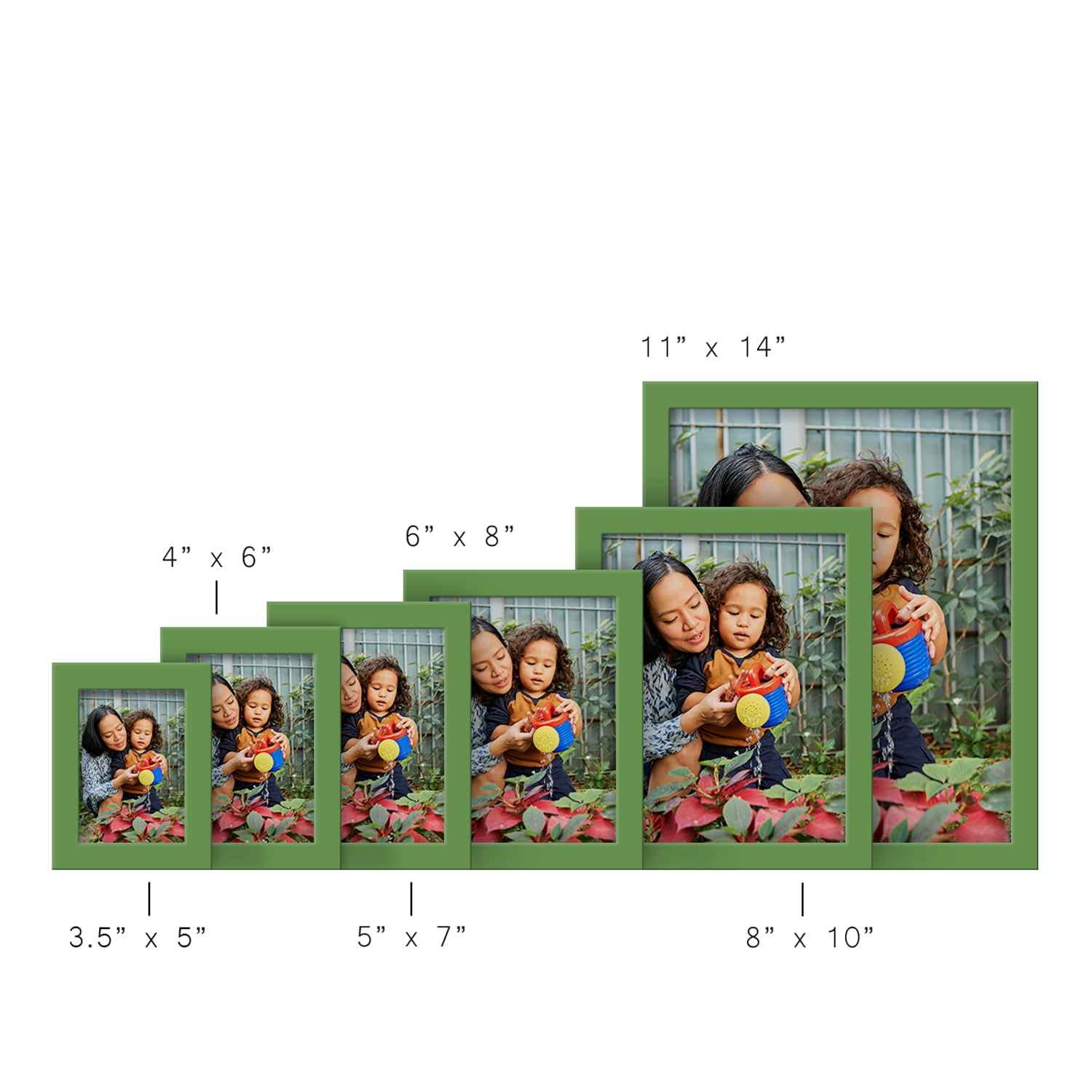 Modern 3.5 in. x 5 in. Green Picture Frame (Set of 2)