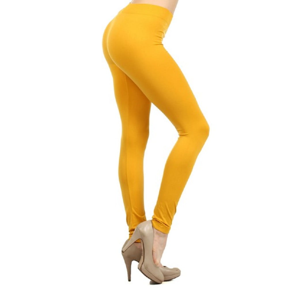 Women Seamless Leggings 4 Way Streacgy Workout Running Pants Mustard