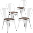 thumbnail image 2 of Flash Furniture 4 Pack White Metal Stackable Chair with Wood Seat, 2 of 14