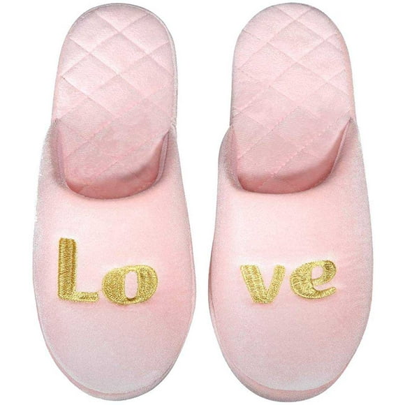 INC International Concepts Women’s Velour Scuff Slippers, Light Pink, Large