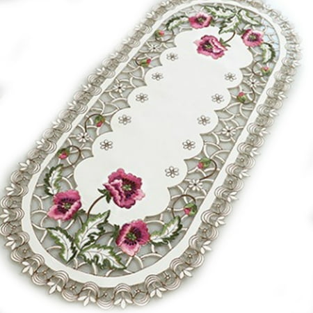 

3PCS Simple Design Table Runner Flag Shaped Embroidered Polyester Coffee Tea Desk Tablecloth Placemat Decor