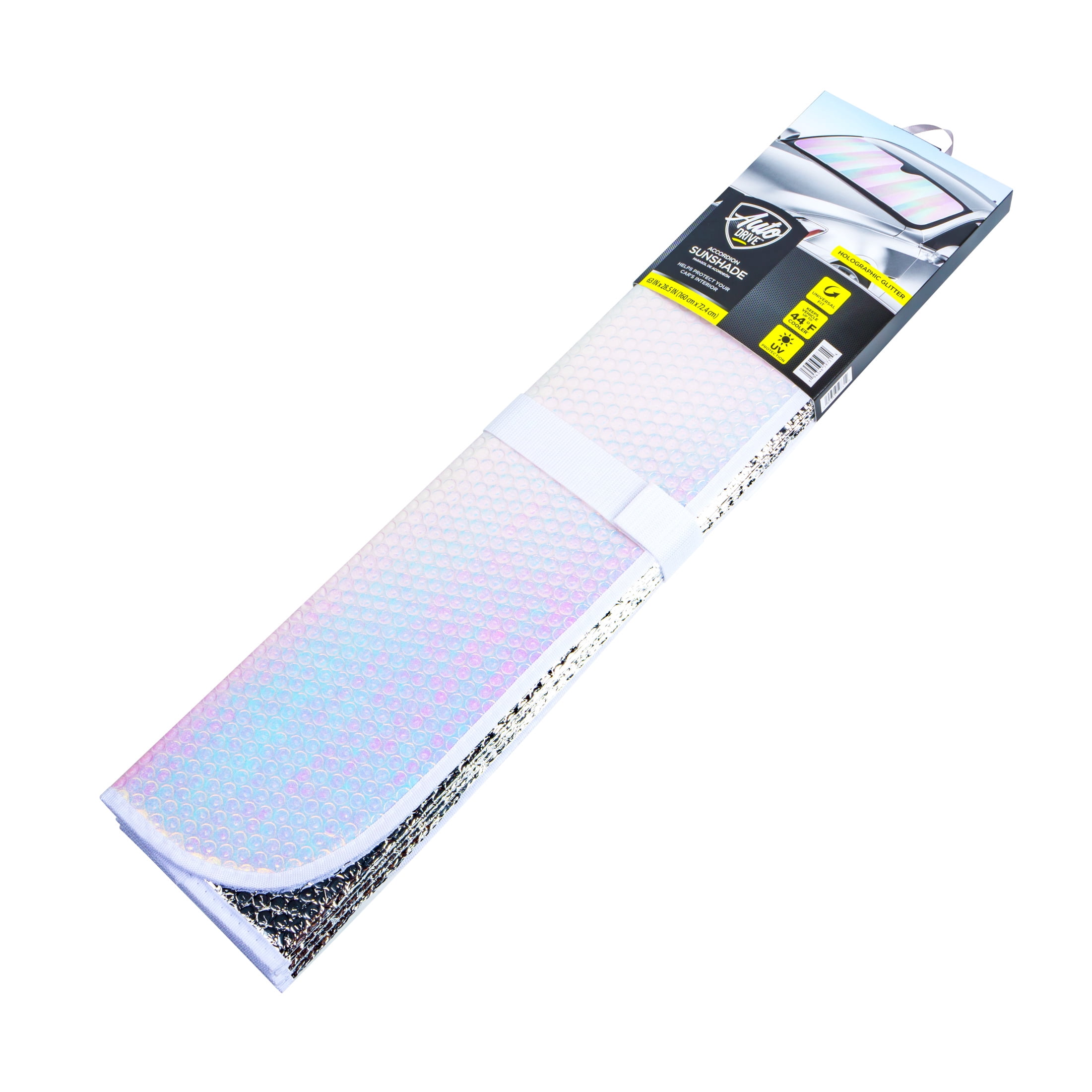 Auto Drive Universal Holographic Glitter Accordion Sunshade  1pack 63X28.5"