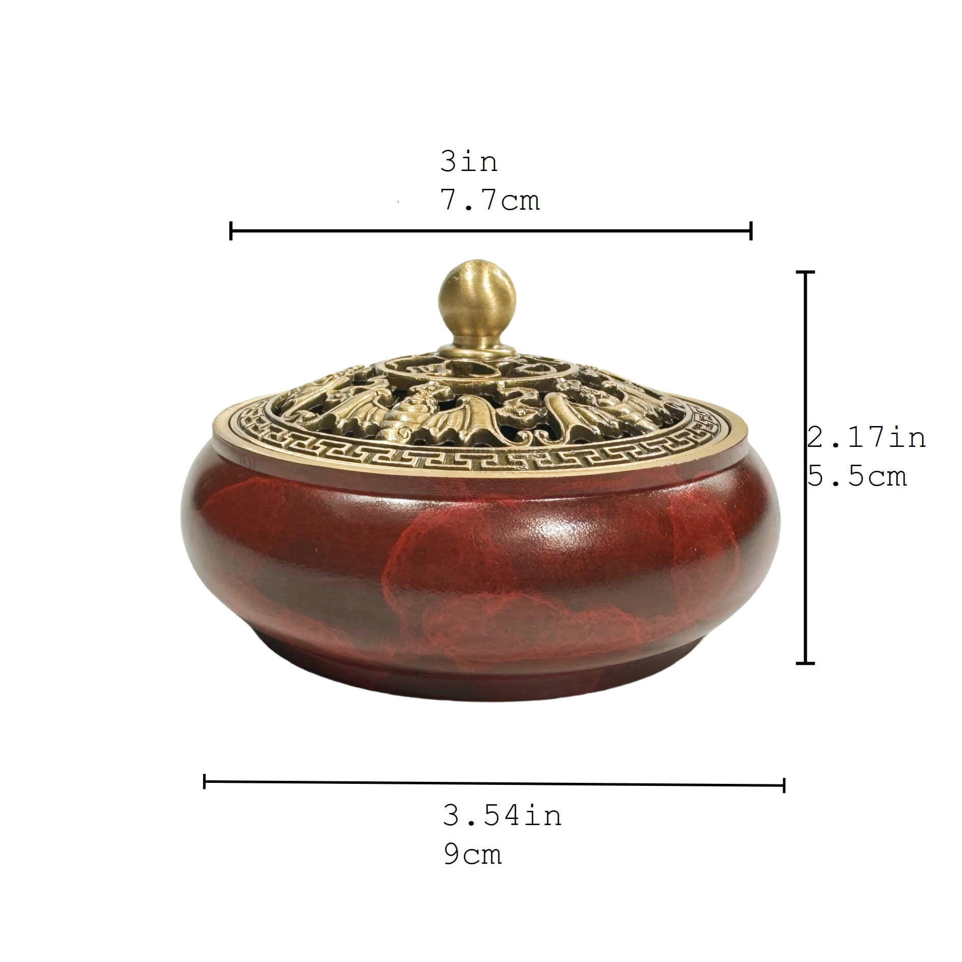 EngooBoly Brass Incense Burner with Holder and Fireproof Cotton, Red