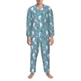thumbnail image 3 of Yiaed Rabbit And Balloon Print Men’s Pajamas Set - Long Sleeve Button Down Sleep Shirt and Pajama Bottoms Sleepwear Set Mens Pjs Sets Men's Pajama Bottoms-Large, 3 of 7