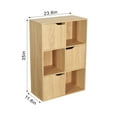 Koga Cube Organizer/Display shelf with 3 Cupboards, Natural Wood Color