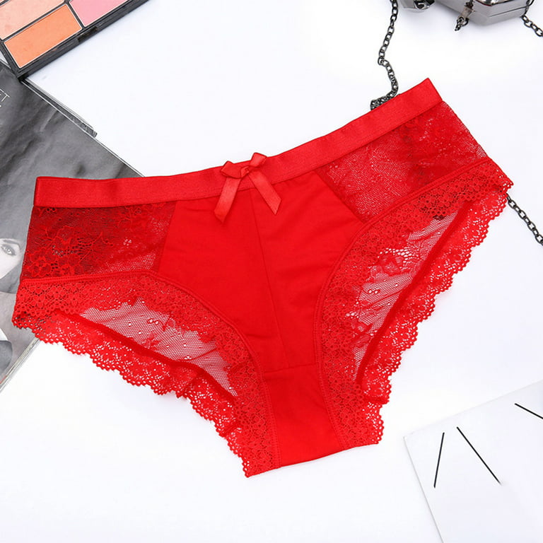 Fashion Woman Lace Sexy BriefsThong T-back Female Underwear Red