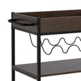 thumbnail image 6 of Benjara Kelcy 34 Inch Modern Kitchen Bar Cart, 3 Shelves, Wine Rack, Wheels, Brown, 6 of 9