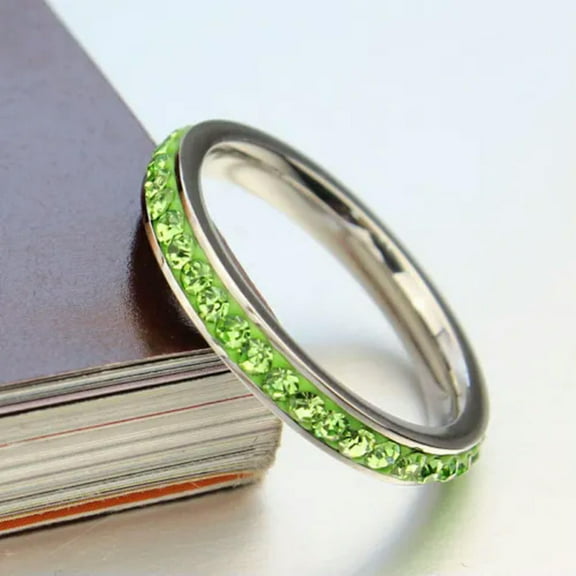 4mm Stainless Steel Multi-color CZ Band Men Womens Wedding Party Ring Size 7-11