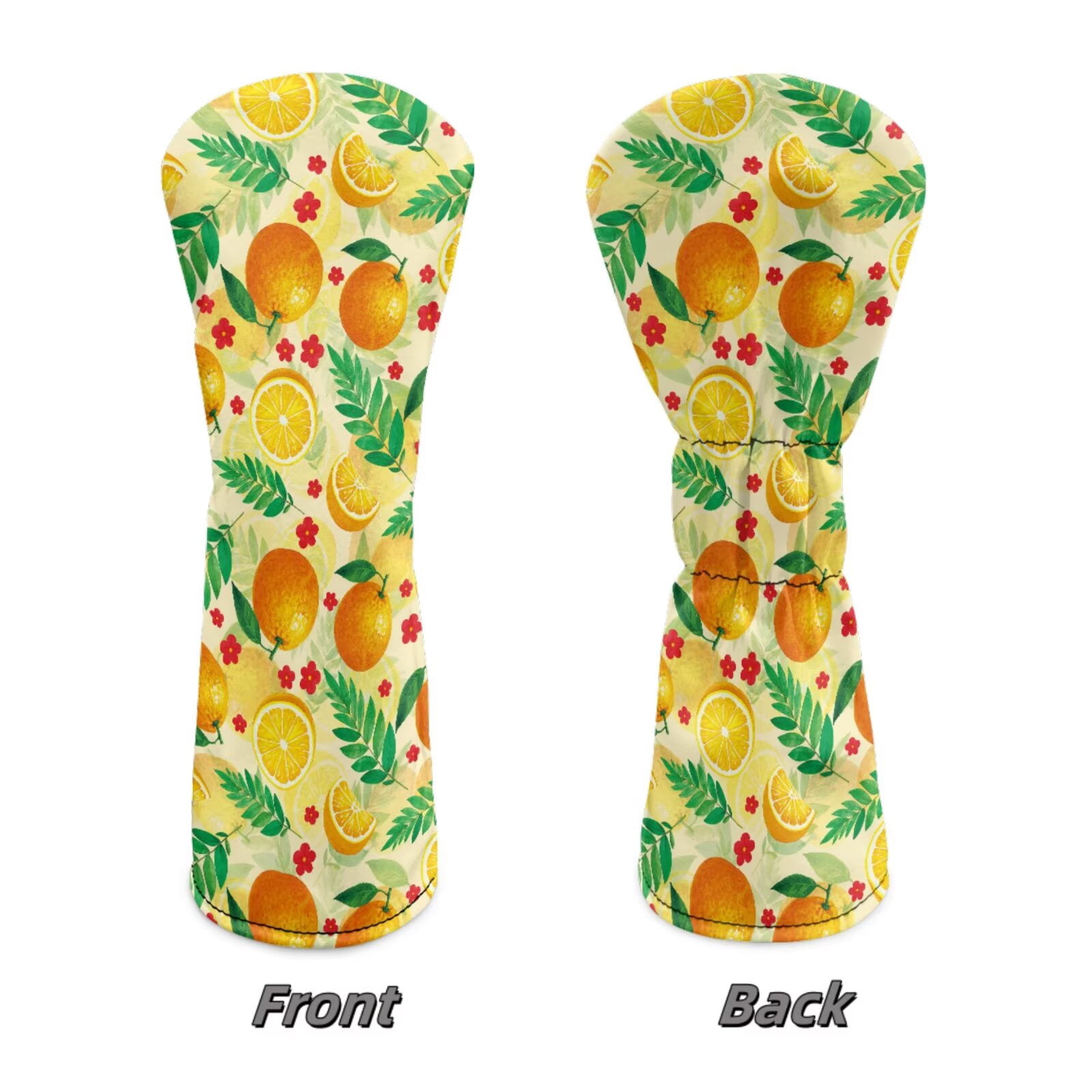 Uorisanigo Golf Club Head Covers 3pcs Golf Driver Headcover Fairway Wood Headcover Hybrid Club Head Cover - PU Leather Orange Print Headcovers to Fit Most Golfs Clubs