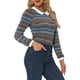 thumbnail image 4 of Camisa de manga larga con cuello Peter Pan para mujer INSPIRE CHIC, contraste, rayas azules, talla XS, 4 of 5