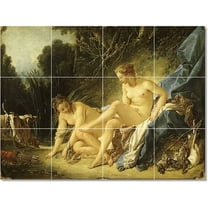 Ceramic Tile Mural-Francois Boucher Nudes Tile Mural Residential Remodeling Ideas 32" w x 24" h using (12) 8 x 8 ceramic tiles