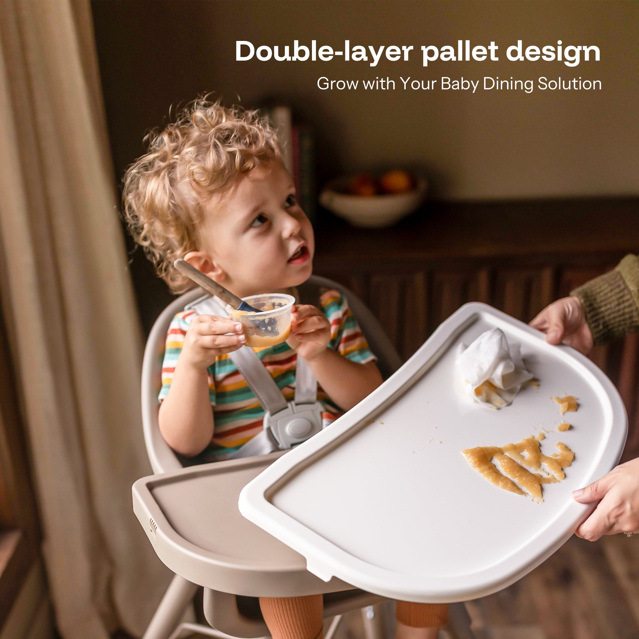 HARPPA 3-in-1 Convertible Baby High Chair, Feeding Chair  for Toddlers , Khaki