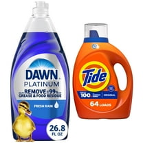 Dawn Platinum Liquid Dish Soap, Dishwashing Liquid, Grease Removal, Fresh Rain, 26.8oz plus Tide Laundry Detergent Liquid, Original Scent, 84 fl oz, 64 Loads, HE Compatible