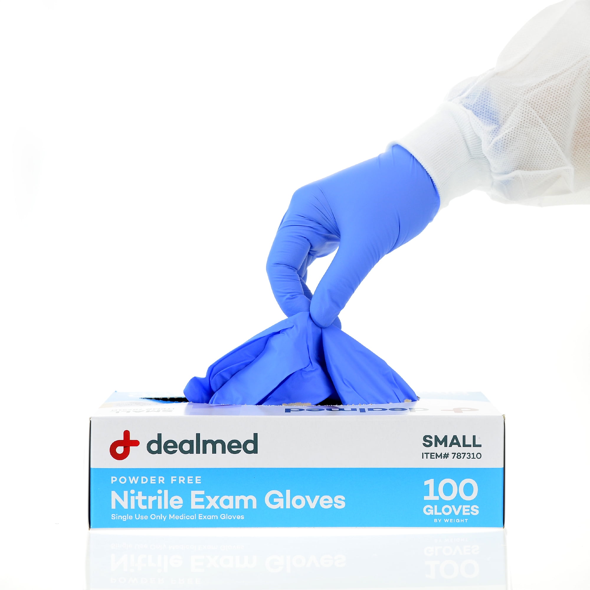 Dealmed Nitrile Exam Gloves, Latex Free Disposable Multi-Purpose Use Gloves for First Aid Kit and Medical Facilities (Small, Box of 100)