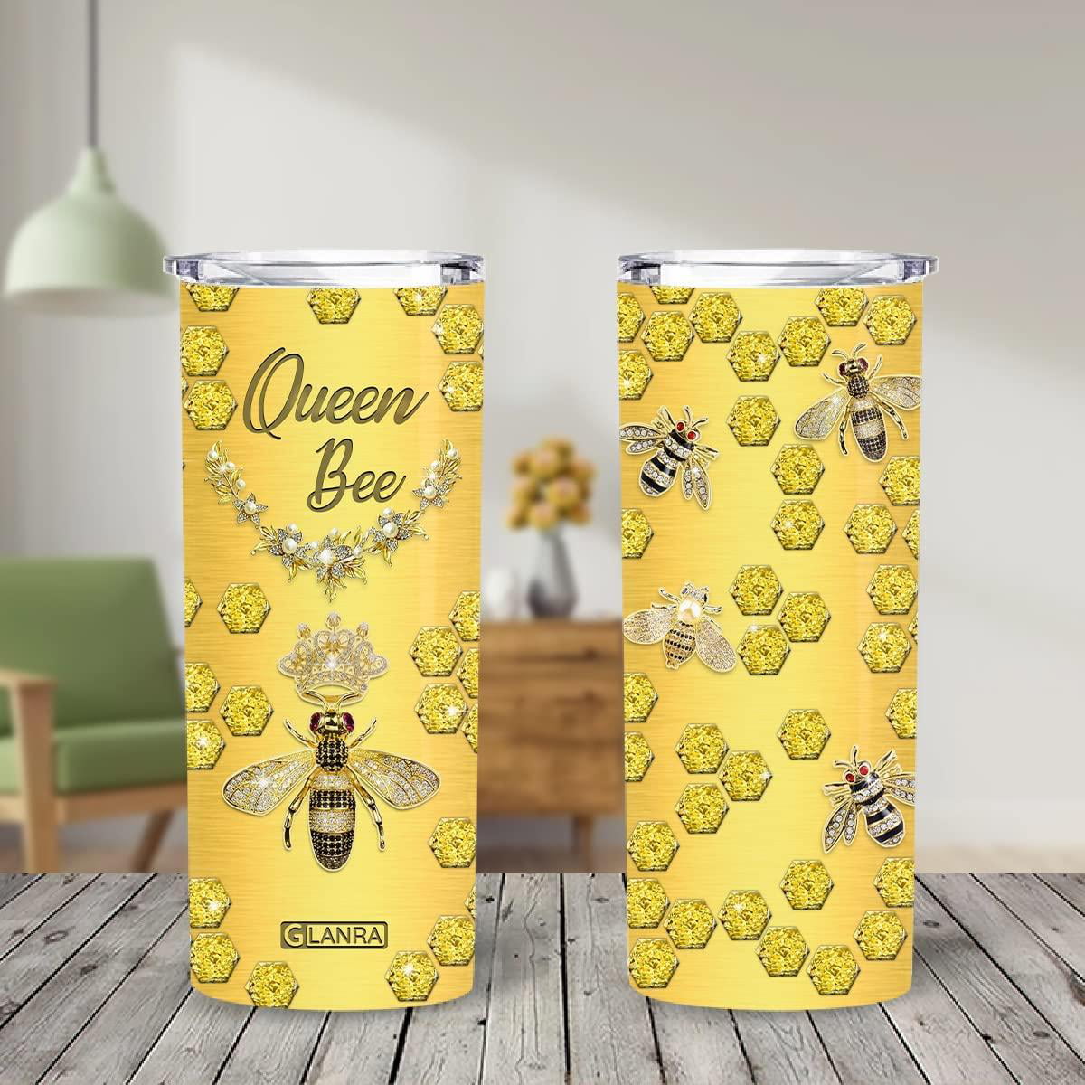 20oz Bee Gifts for Bee Lovers, Valentines Day Gifts for Her, Birthday Gifts  for Women, Mom, Friend Gifts for Women Birthday Unique Queen Bee Jewelry  Tumbler Cup, Travel Coffee Mug with Lid 