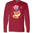 thumbnail image 3 of Inktastic 4th of July Cute Fox with Blue and Red Fireworks Long Sleeve T-Shirt, 3 of 5