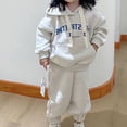 thumbnail image 4 of Wavsuf Spring And Summer Cute Print Girls Long Sleeve Comfy Long Sleeve Hooded Set Blouses And Pants Gray Size 130, 4 of 7