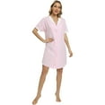 thumbnail image 5 of Xmarks House Dress Women Cotton Duster Robe Short Sleeve Housecoat Button Down Nightgown Pink M, 5 of 6