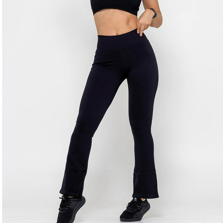 Leggings for Women Ribbed Seamless Flare Bootcut High Waist Yoga Sports  Solid Color Long Pants 