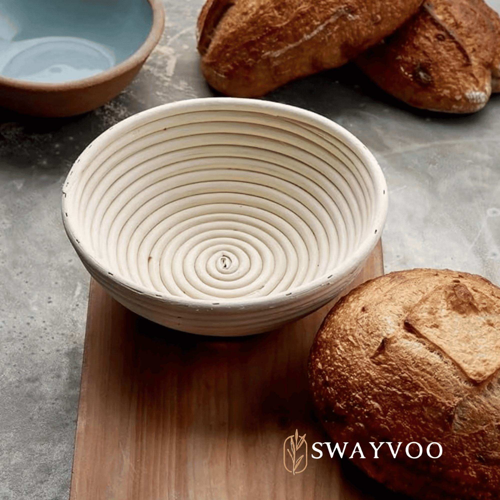 Swayvoo Banneton Bread Proofing Basket Set of 2, 9-Inch Round Rattan Baskets with Liners, Sourdough Baking Supplies
