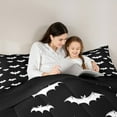 thumbnail image 4 of Manfei Children Happy Halloween Bedding Comforter Set 7-Piece, Cartoon Bats King Bedding Sets, Black and White Bed Sheets, Ultra Soft Home Decor, 4 of 8