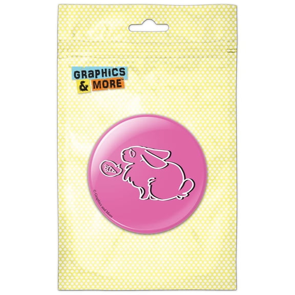 Cute Rabbit Bunny Love Outlined on Pink Pinback Button Pin Badge