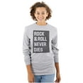 thumbnail image 3 of Rock N Roll Never Dies Metal Hardcore Plus Size Long Sleeve Graphic Tee Shirt Brisco Brands 2X, 3 of 5