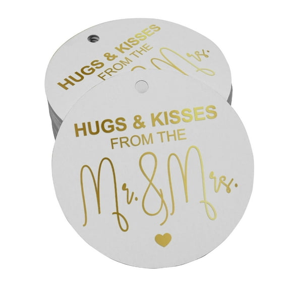 Inkdotpot Gold Foil Paper Hang Tags Hugs & Kisses From The Wedding Favor Tags 50 Pieces