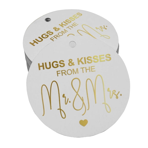 Inkdotpot Gold Foil Paper Hang Tags Hugs & Kisses From The Wedding Favor Tags 50 Pieces