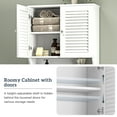 thumbnail image 4 of Bathroom Organizer Over Toilet, Storage Cabinet Over Toilet, Wooden Bathroom Space Saver Standing Behind Toilet, Free Standing Bathroom Shelf Over Toilet, Louvered Fan, White, 4 of 9