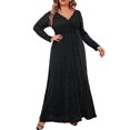 thumbnail image 6 of Kaemgyyd Plus Size Maxi Dress for Women Glitter V Neck Long Sleeve Ruffle Hem Flowy Dress Backless Cocktail Party Clubwear, 6 of 6