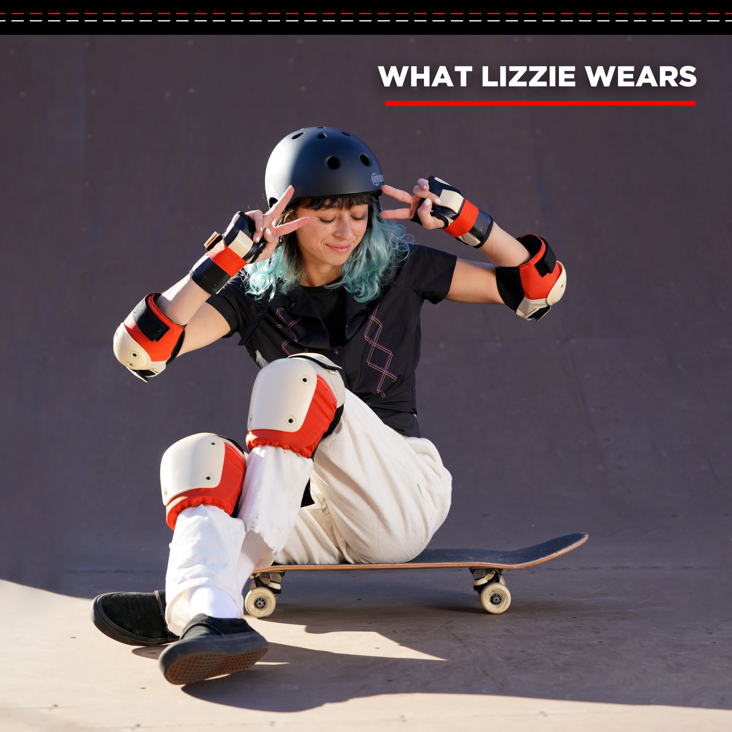 187 Killer Pads Six Pack Knee and Elbow Pads, Lizzie Armanto, Large