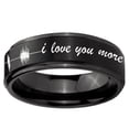 thumbnail image 2 of Sound Wave I love you more 8MM Step Edge Brush Black Tungsten Men Ring, 2 of 2